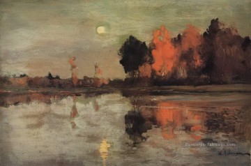 Paysage œuvres - lune crépusculaire 1899 Paysage de fleuve d’Isaac Levitan